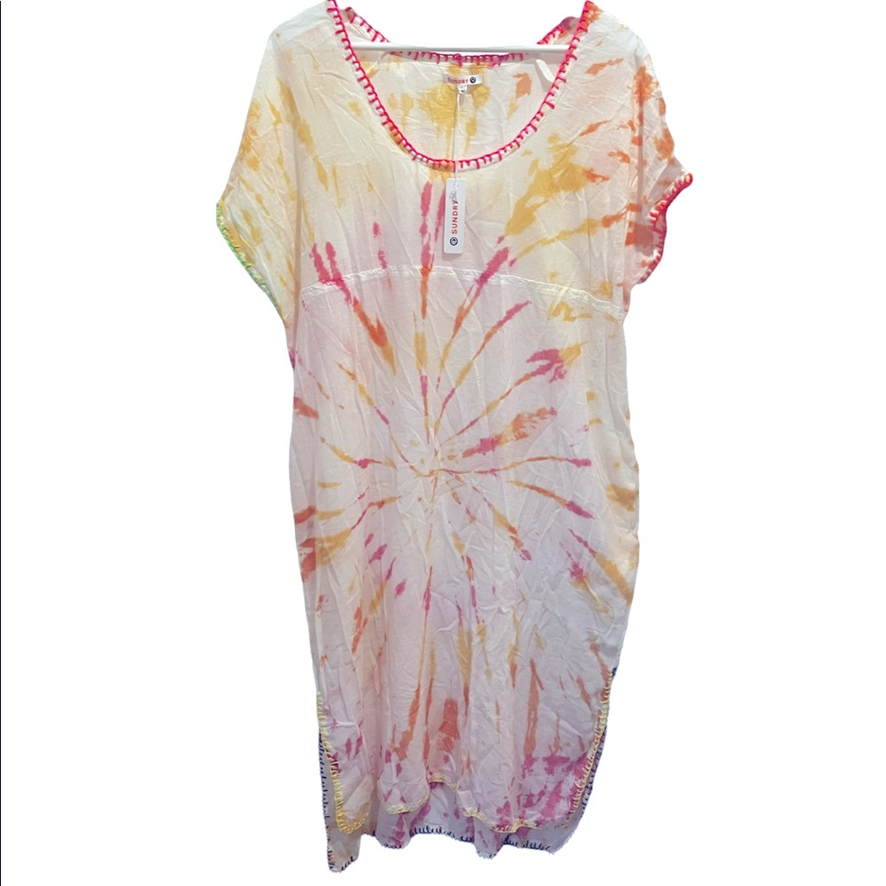 SUNDRY Beach Caftan cover-up Tie-Dye OS fits all